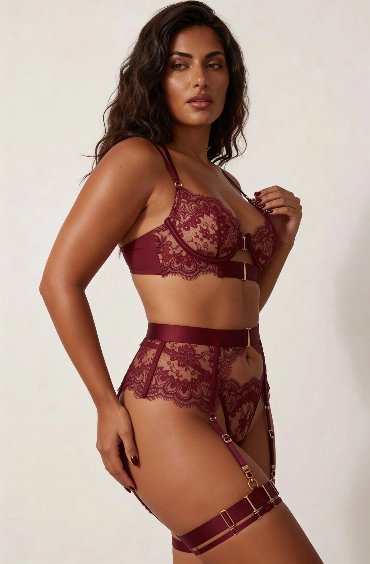 Fyra delar underklädesset - KEELY Bordeaux