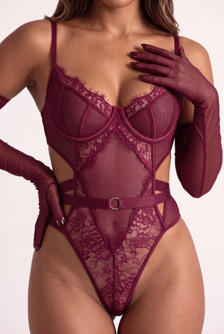Body pour femme avec gants - VERSYA Bordeaux