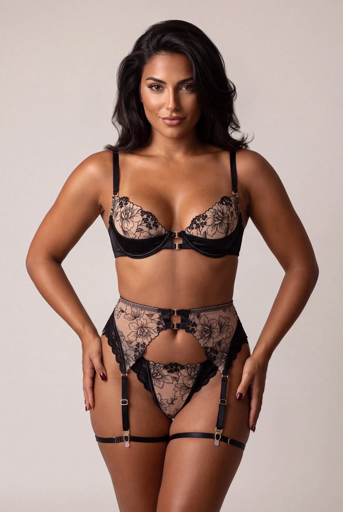 Tredelat underklädesset - ORELYA Svart - NAKED Underwear FR